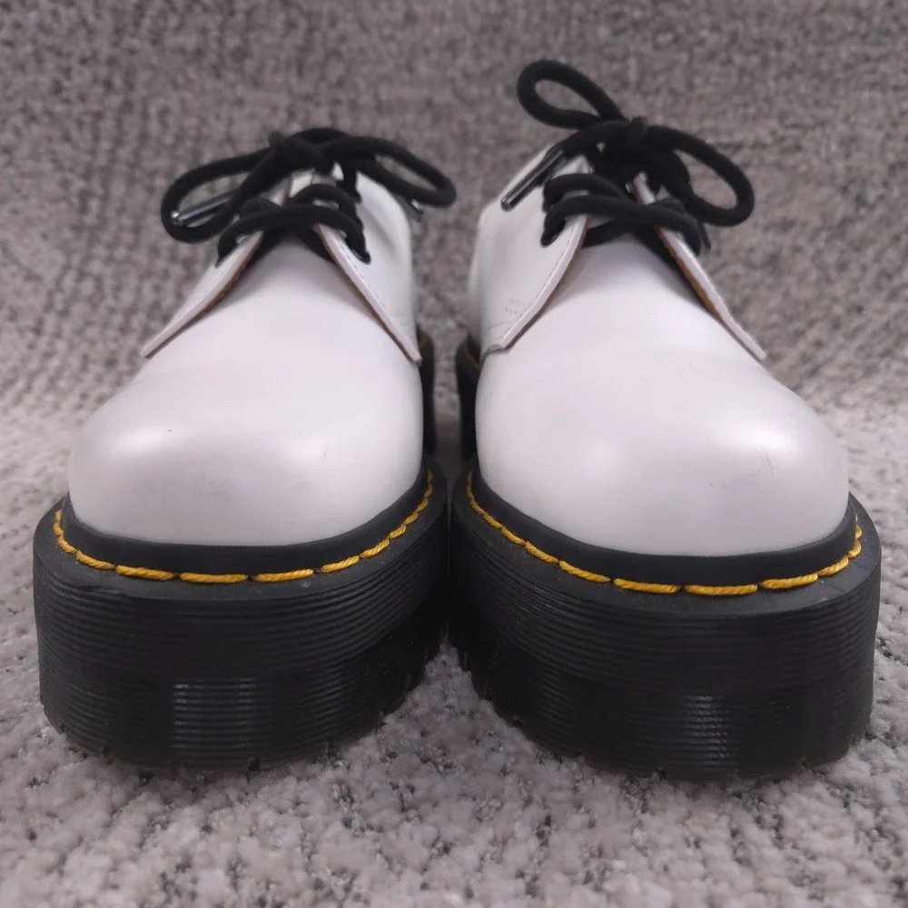 Dr Martens 1461 Quad Platform Shoes Women Size 7 Boots Low Top White Leather EUC
